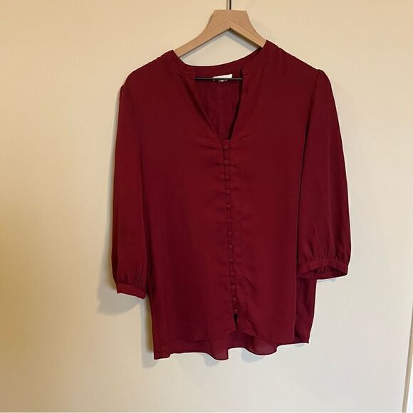 Everly Tops - Everly Merlot button front blouse